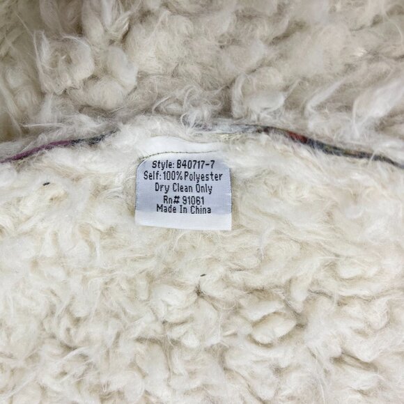 NWOT Johnny Was Sherpa Fur & Faux Suede Floral Coat Jacket Zipper Pockets Size L - Picture 10 of 13